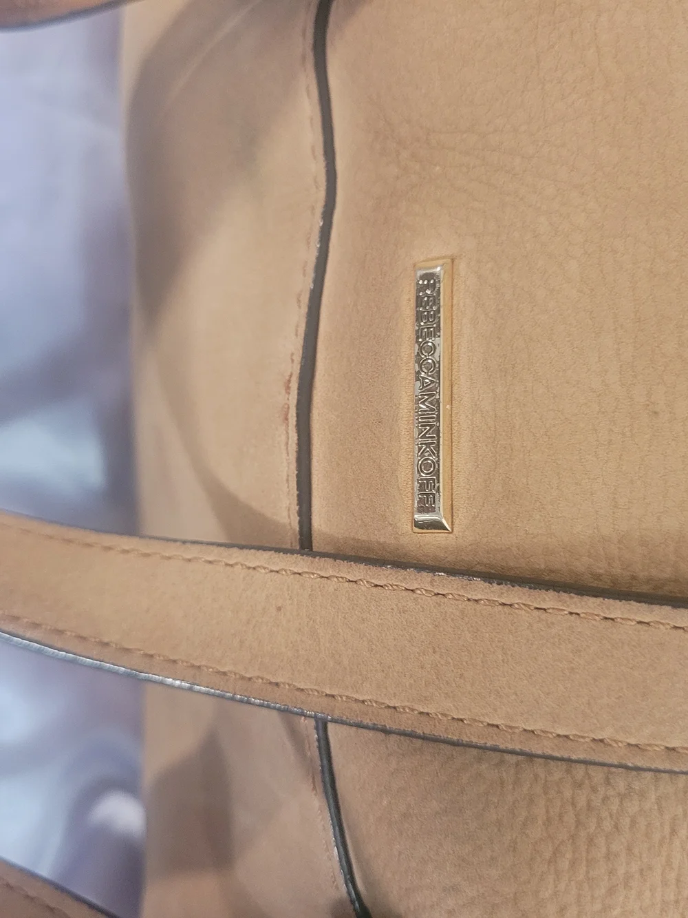 Rebecca Minkoff Tan Leather Drawstring Backpack with Tassel
